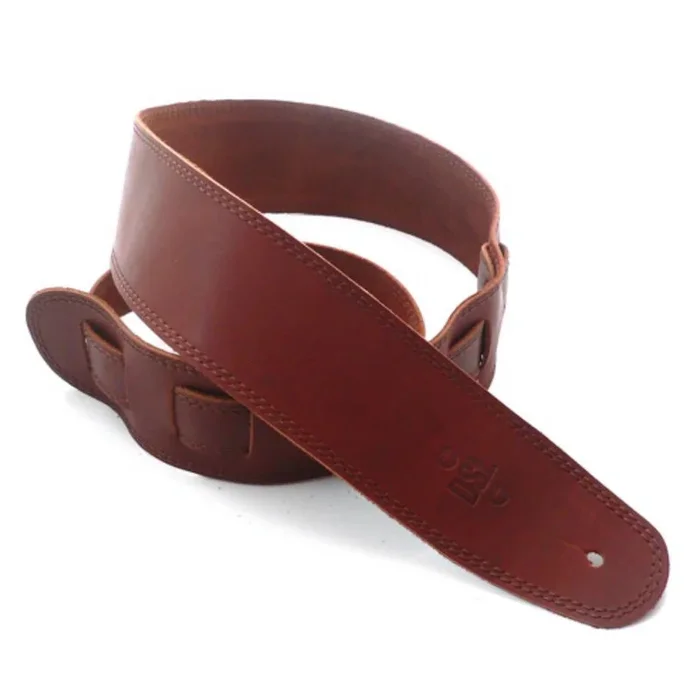 DSL Straps Classic Series Single Ply Guitar Strap 2.5in – Maroon/Brown Stitch