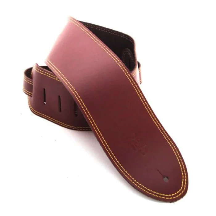 DSL Straps Classic Series Single Ply Guitar Strap 3.5in – Maroon/Yellow Stitch