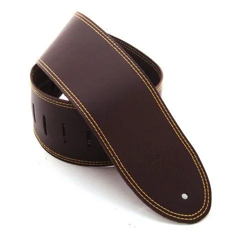 DSL Straps Classic Series Single Ply Guitar Strap 3.5in – Saddle Brown/Yellow Stitch