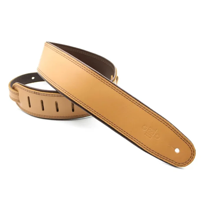DSL Straps Premium Series Rolled Edge Leather Guitar Strap 2.5in – Tan/Brown