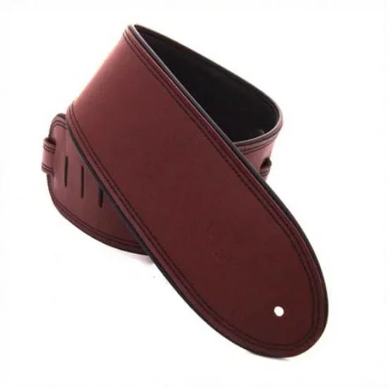 DSL Straps Premium Series Rolled Edge Leather Guitar Strap 3.5in – Maroon/Black