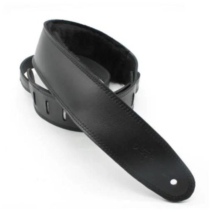 DSL Straps Premium Series Sheep Skin Guitar Strap 2.5in – Black/Sheepskin Black