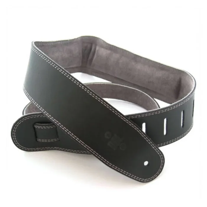 DSL Straps Premium Series Suede Guitar Strap 2.5in Leather & Padded Suede – Black/Grey