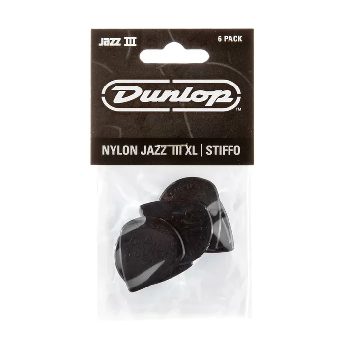 Dunlop Nylon Picks Jazz III XL Black 6 Piece Player’s Pack – 47PXLS