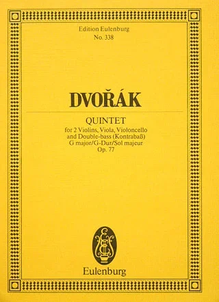 Dvorak : String Quintet: G Major: Op77: Miniature Score