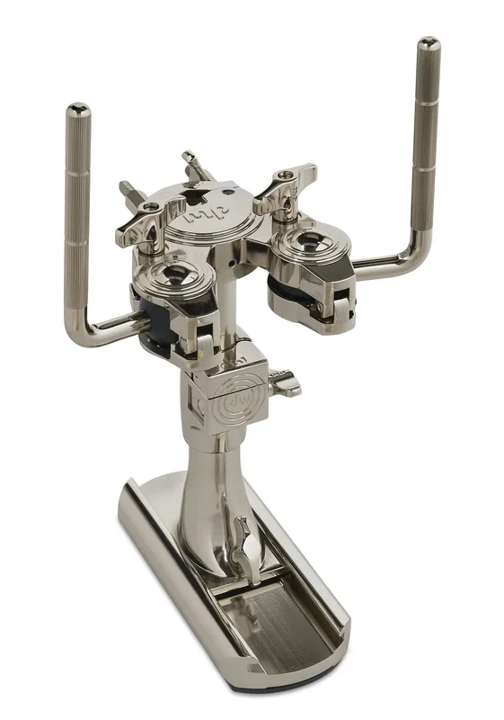 DW Bass Drum Mounted Double Tom Arm w/ Slide Track Nickel