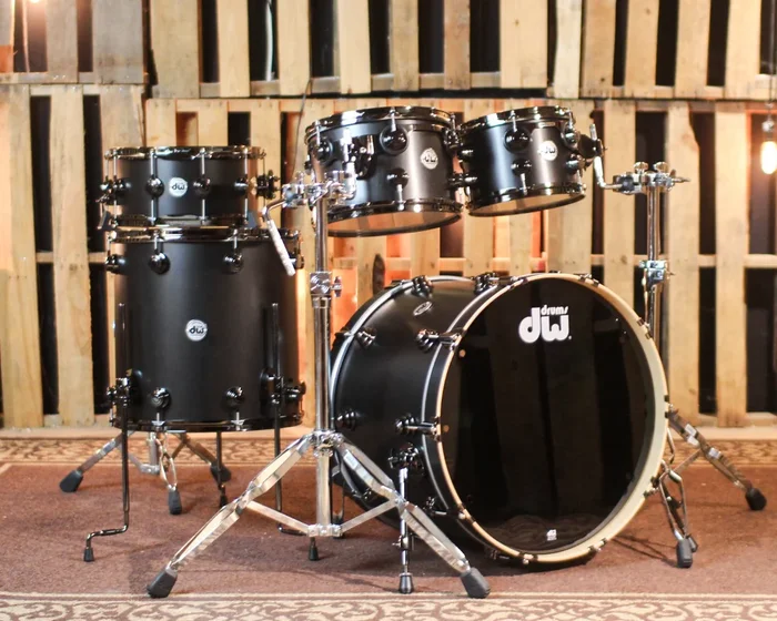 DW Collector’s SonicPly Ebony Satin Oil Drum Set – 22,10,12,16,14sn – SO#1412867