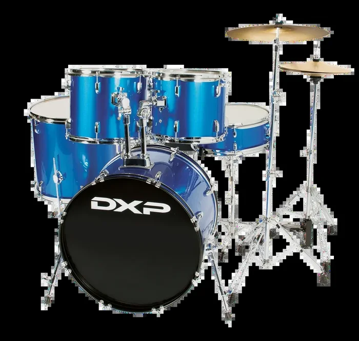 DXP TX04PMBL 5-Piece Drum Kit with 22-Inch Bass Drum and Stool – Metallic Blue