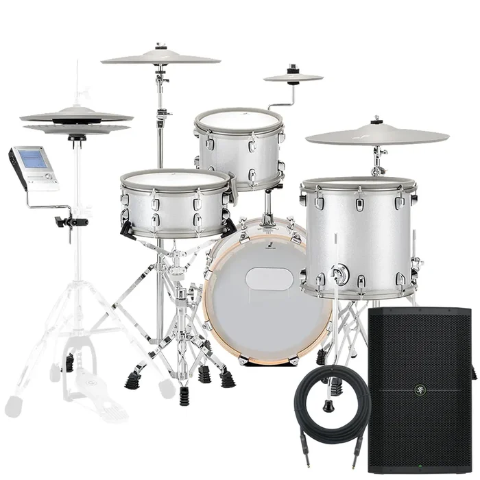 EFNOTE 5 Electronic Drum Set – White Sparkle MONITOR PAK