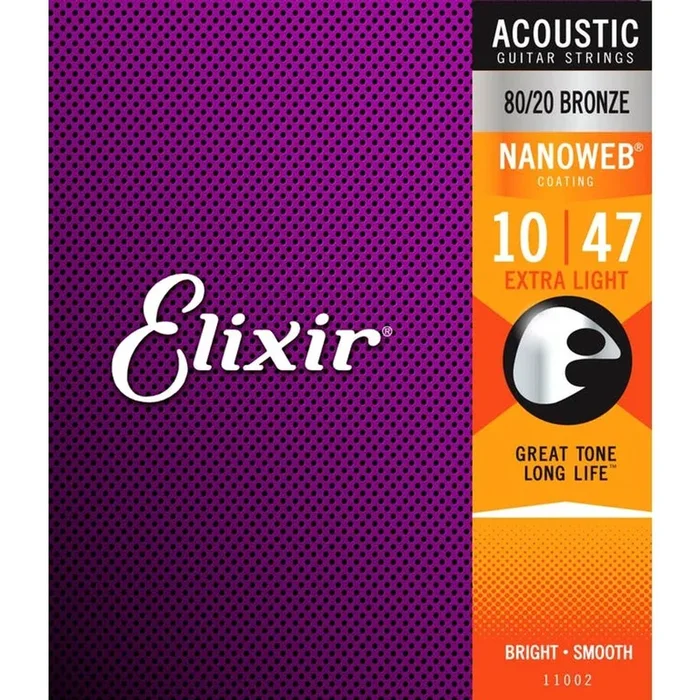 ELIXIR 11002 Nanoweb Acoustic Extra Light Guitar Strings (.010-.047)