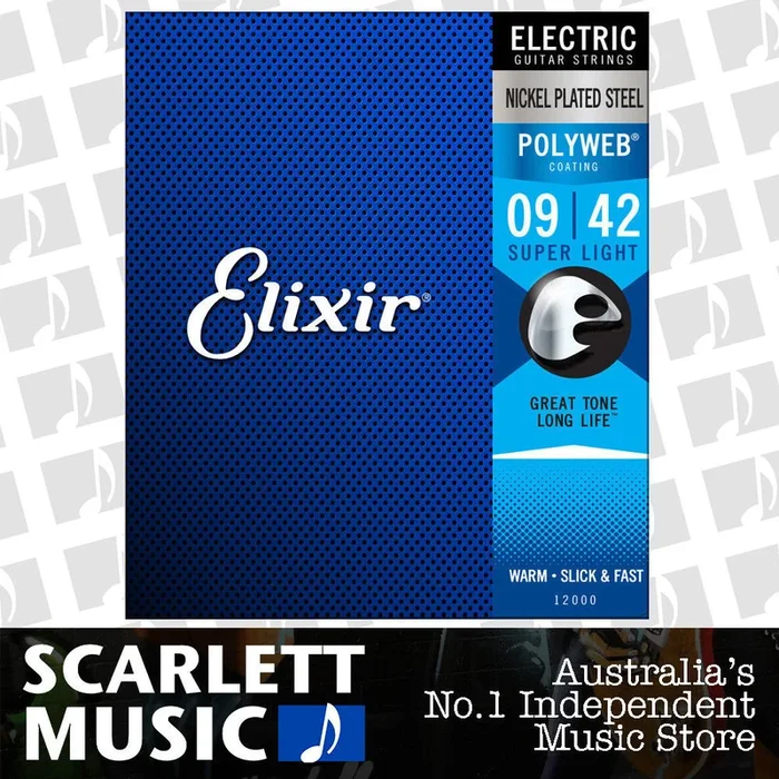 Elixir 12000 Electric Guitar Strings Polyweb Super Light 9-42 E-PW-SL
