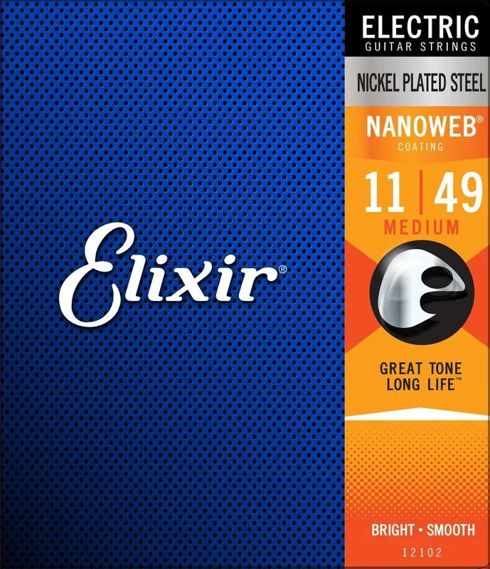 Elixir 12102 NANOWEB Medium Electric Strings 11-49 Nickel Plated Steel