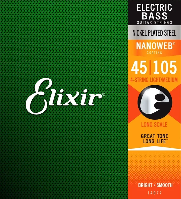 Elixir E14077 Nanoweb Nickel Plated Bass Strings, 45-105