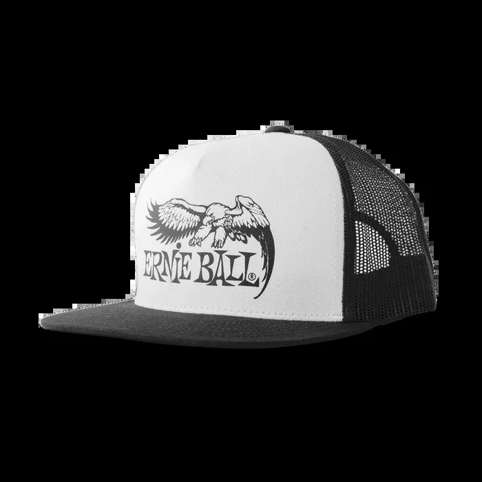 Ernie Ball Black with White Front and Black Eagle Logo Hat