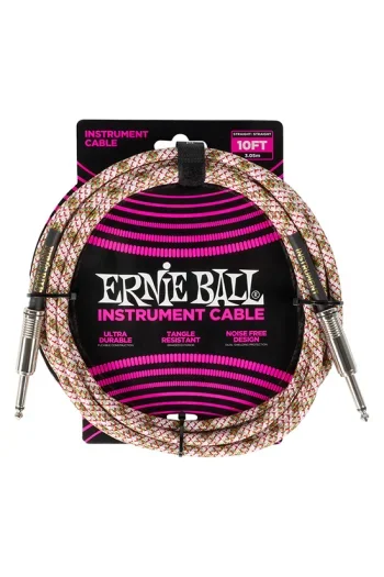 Ernie Ball Braided 3m/10ft – 1/4″ Straight To 1/4″ Straight Jack Lead – Emerald