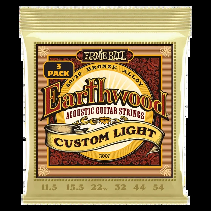 Ernie Ball Earthwood Custom Light 80/20 Bronze Acoustic Guitar Strings 3-Pack 11.5-54