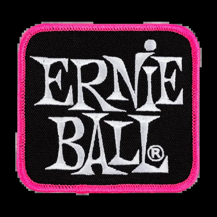 Ernie Ball EB Stacked Logo Patch Pink Embroidered