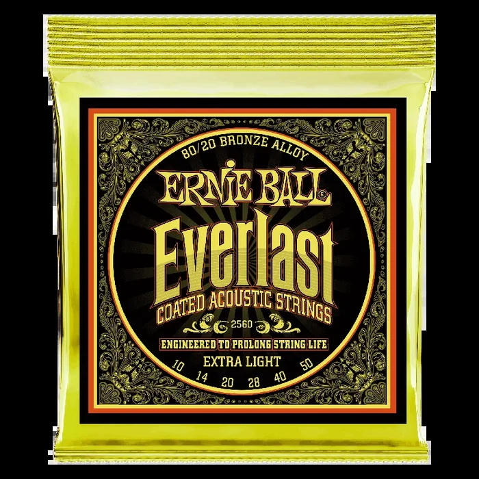Ernie Ball Everlast 80/20 Bronze Coated Extra Light Acoustic Strings 010 050 – 2560EB
