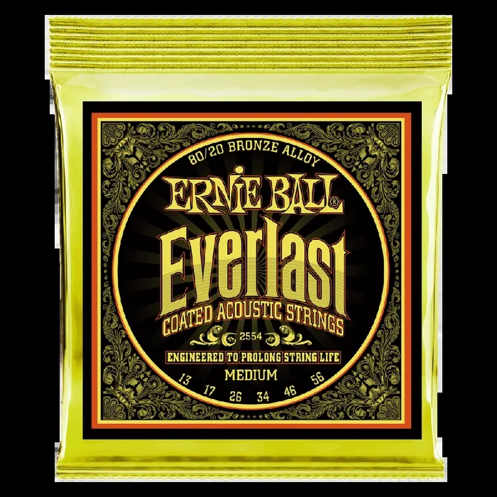 Ernie Ball Everlast Medium Coated 80-20 Bronze Acoustic Guitar String, 13-56 Gauge
