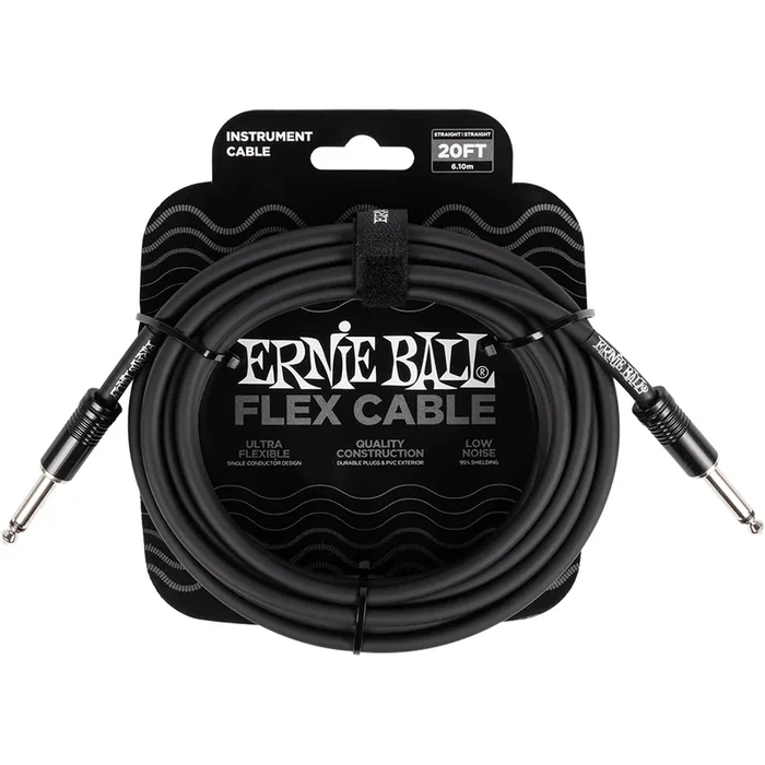 Ernie Ball Flex Instrument Cable 20ft, Black