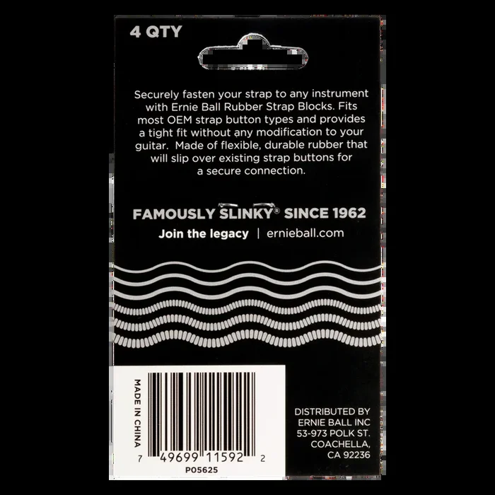 Ernie Ball Strap Blocks 4 Pack Grey