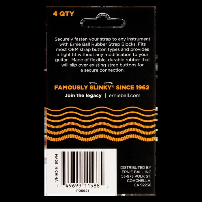 Ernie Ball Strap Blocks 4 Pack Orange