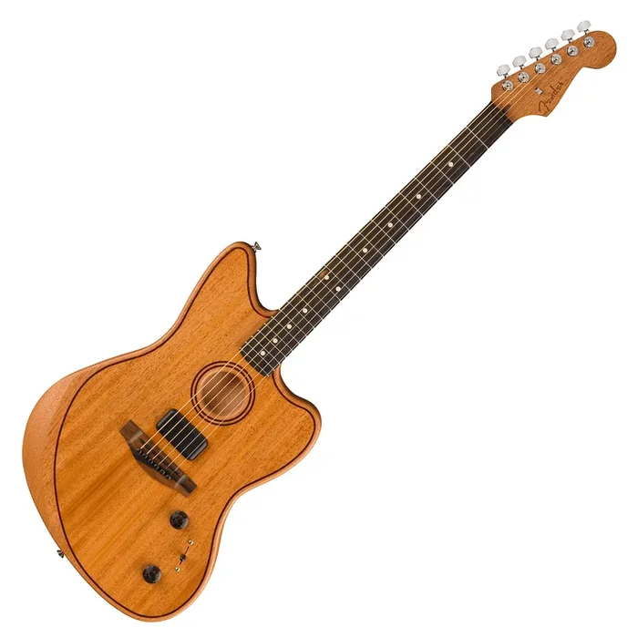 Fender American Acoustasonic Jazzmaster Acoustic Electric Mahogany Ebony In Natural w/Bag – 0972033122