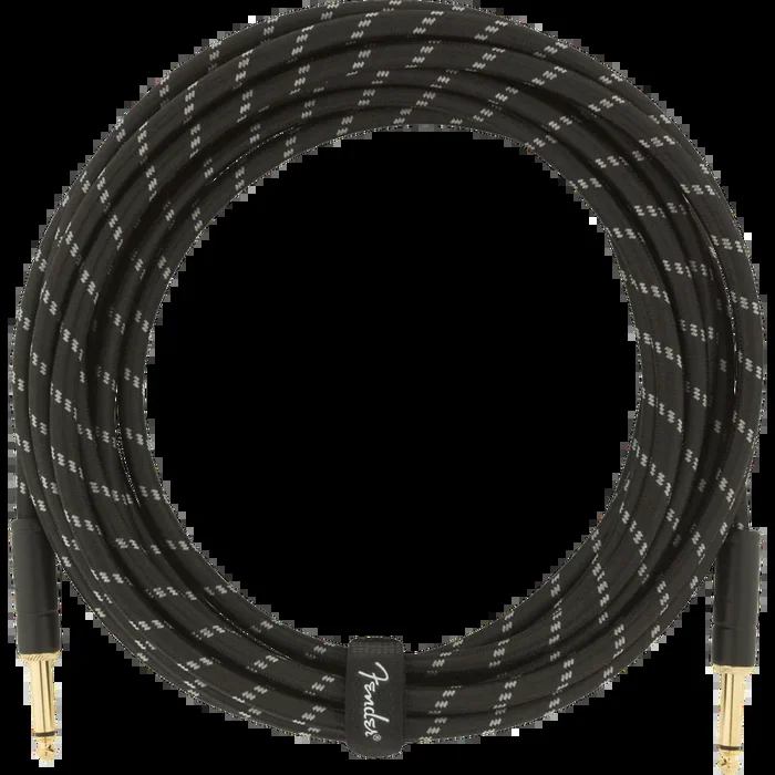 Fender Deluxe 18.6′ Instrument Cable – Black Tweed