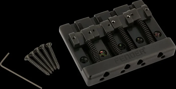 Fender HiMass 4-Str Bass Bridge Assembly w/Zinc Saddles – Black