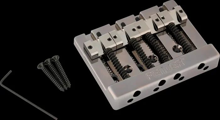 Fender HiMass String-Thru 4-Str Bass Bridge w/Brass Saddles – Black Chrome