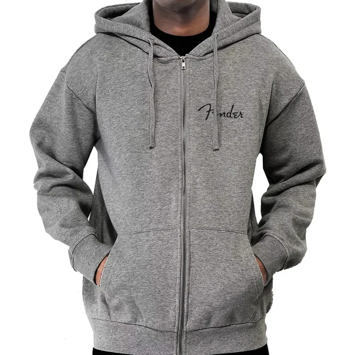 Fender Spaghetti Small Logo Zip Front Hoodie Athletic Gray M – 9113300406