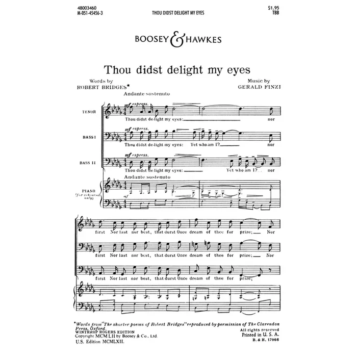 Finzi, Gerald – Thou didst delight my eyes op. 32