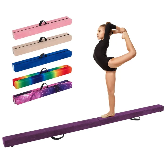 Folding Balance Beam with Solid Wood Base and Anti-slip Bottom