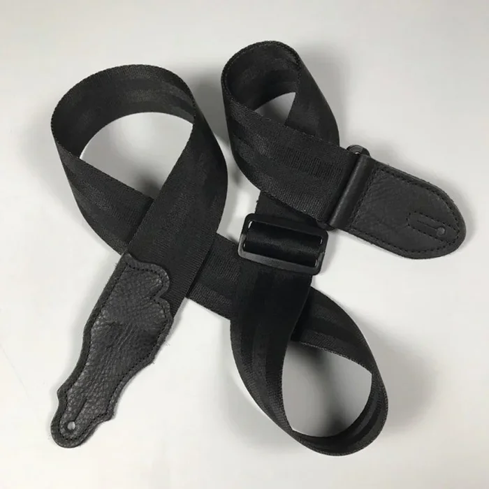 Franklin 2″ Black Aviator Seat Belt Strap, Pebbled Leather End Tab, 38-60″ Adjust