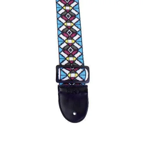 Fretz Woven Jacquard Fabric Guitar Strap (Blue White Green)