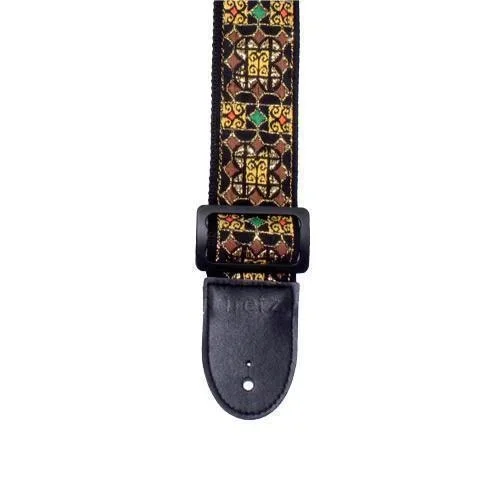 Fretz Woven Jacquard Fabric Guitar Strap (Green Gold Brown)