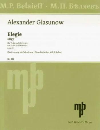 Glasunow (Glazunov) : Elegie: Op44: Viola & Piano (Belaieff)