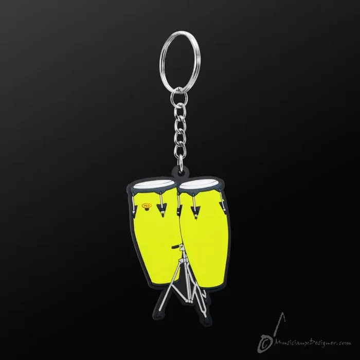 Green Conga Instrument Keyring