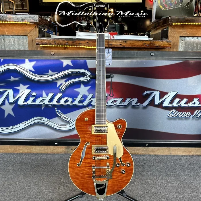 Gretsch – Electromatic LTD Flame Okoume Broadkaster Jr. – Single-Cut w/Bigsby – Roundup Orange Stain Finish