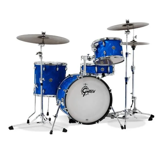 Gretsch Catalina Club CC4 4-Piece Acoustic Drum Kit with 18 inch Bass Drum – Blue Satin Flame