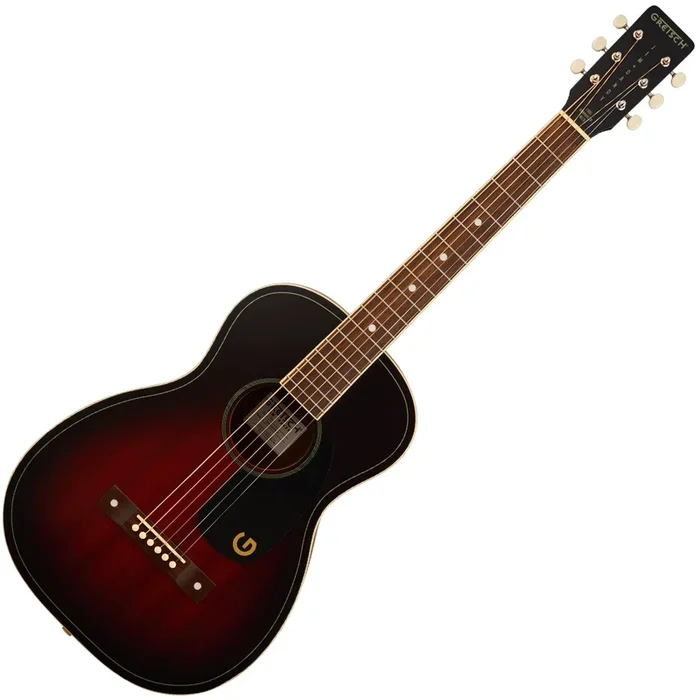 Gretsch Jim Dandy Parlor Acoustic Guitar Walnut FB Black Pickguard in Deep Cherry Burst – 2711000530