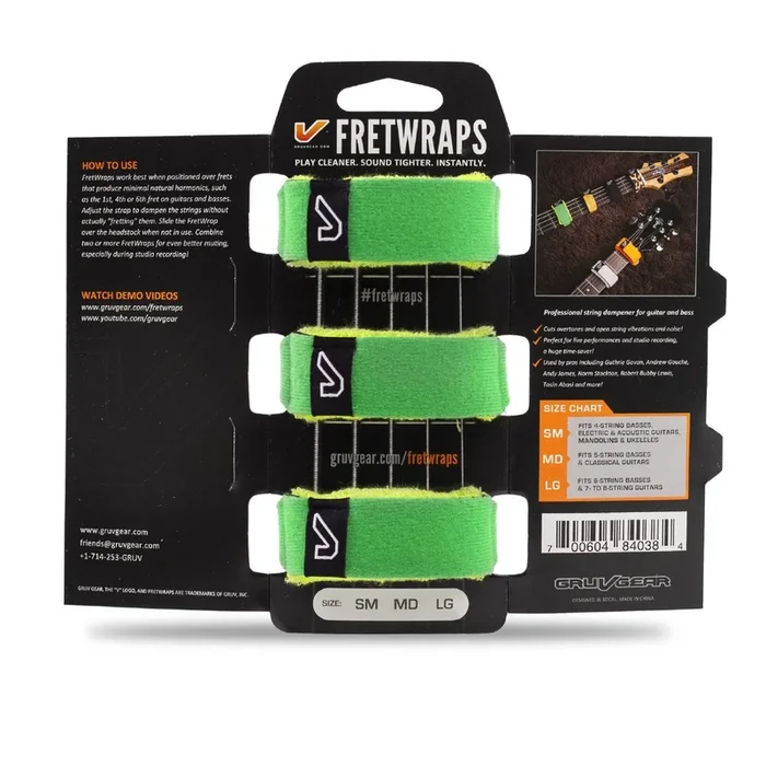 Gruv Gear FretWraps HD ‘Leaf’ String Muters 3-Pack (Green, Extra Large)