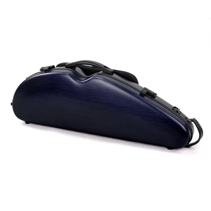 Half Moon Violin Case – HQ Polycarbonate – Brushed Blue – Lightweight, 2 Bow Holders, Padded Straps, Accessory Pouch, External Music Bag