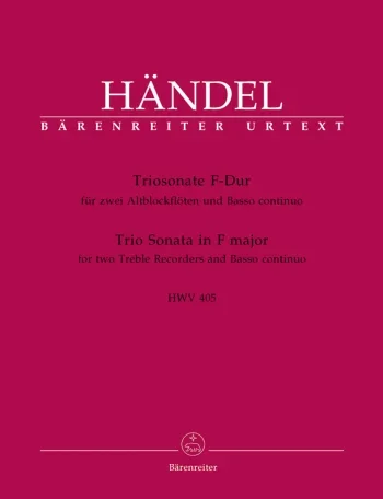 Handel : Trio Sonata In F Major: 2 Treble Recorders