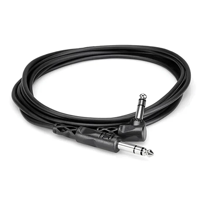 Hosa CSS-103R Balanced Interconnect, 1/4 in TRS to Right-angle 1/4 in TRS, 3 ft