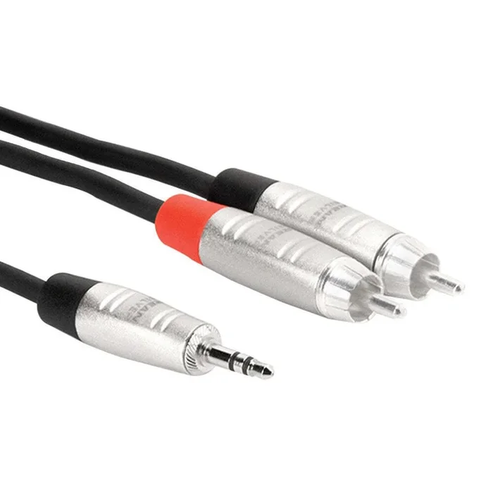 Hosa Pro Stereo Breakout – REAN 3.5mm TRS to Dual RCA