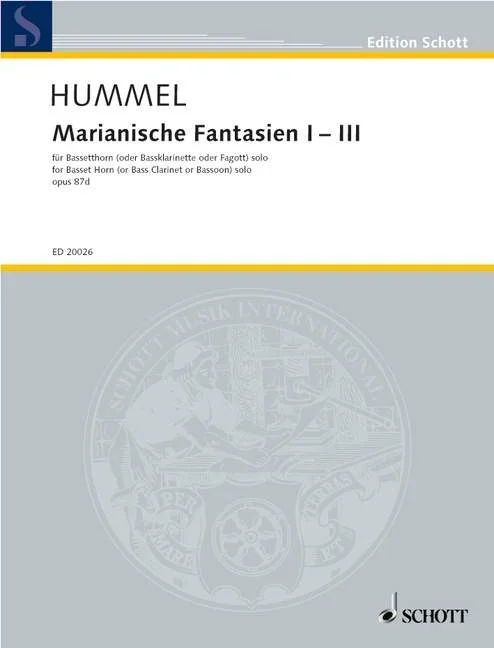 Hummel, Bertold : Hummel, Bertold : Marianische Fantasien I – III, – basset horn (or bass clarinet or bassoon) solo –