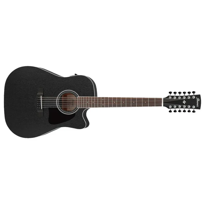 Ibanez AW8412CE Acoustic Guitar 12-String Dreadnought Weathered Black w/Pickup & Cutaway – AW8412CEWK