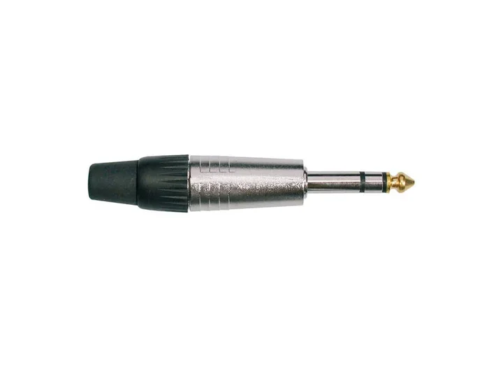 Jack plug, 6,3mm, 3-pole, rubber 7,5mm, aluminium