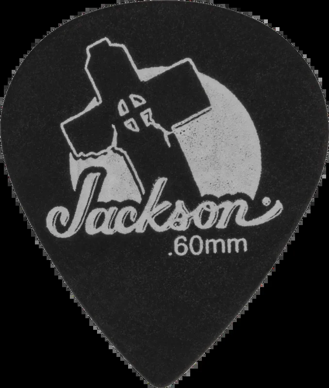 Jackson 551 Shape Leaning Cross Picks Black Thin and Medium .60 mm (12 pack) – 2987551750